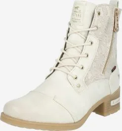 Mustang Enkellaarsjes Veterlaarsjes Dames Natuurwit