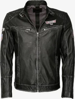 Mustang Leren Jassen Tussenjas Uwe Heren Zwart