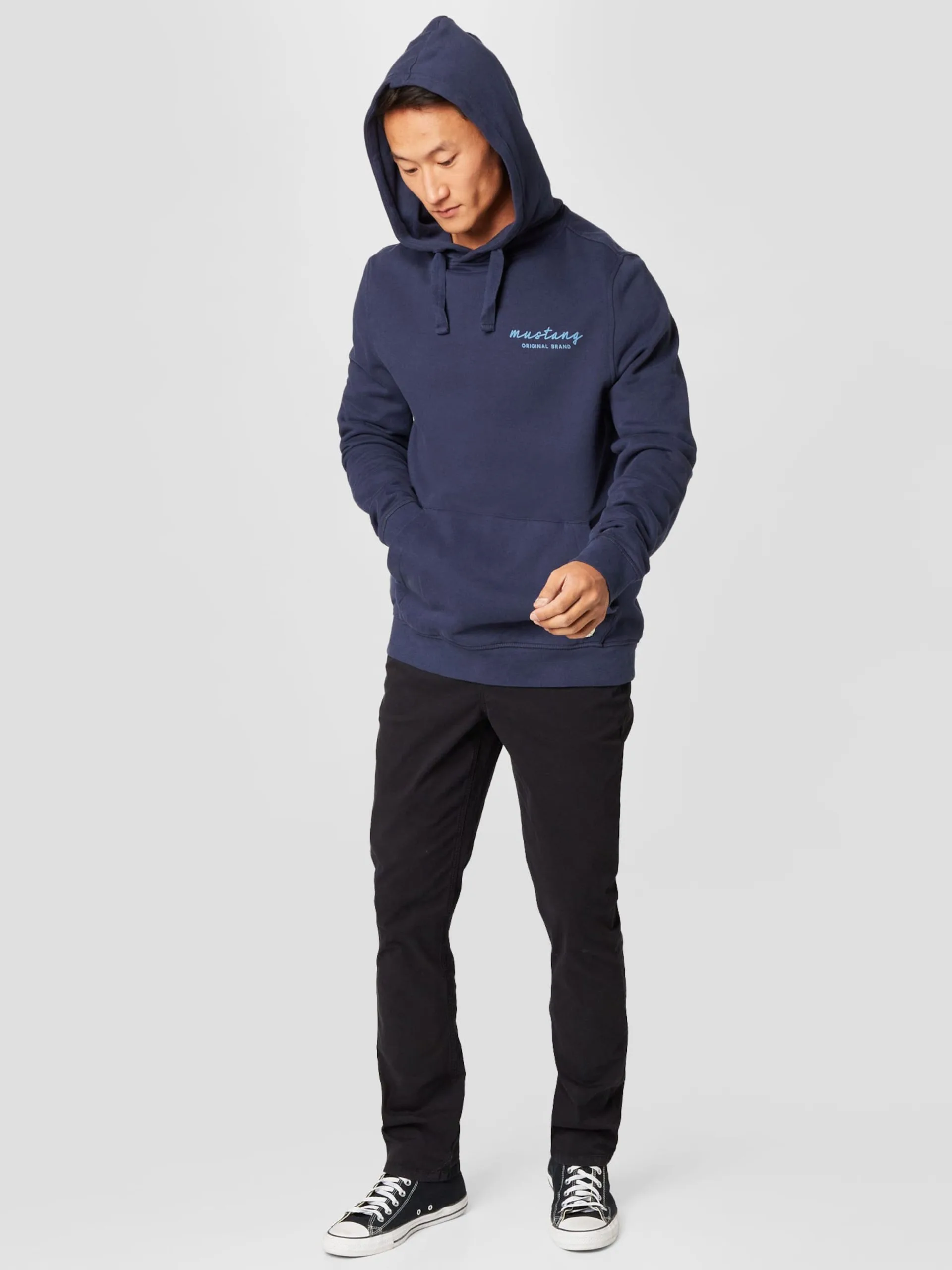 Mustang Hoodies Sweatshirt Bennet Heren Marine / Lichtblauw 7 Mustang Hoodies Sweatshirt Bennet Heren Marine / Lichtblauw - Afbeelding 5