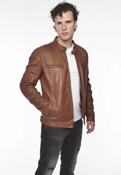 Mustang Leren Jassen Tussenjas Heren Cognac -Mustang Verkoop 32e1fc9dbe4aeb913b61c499eb07ddd6