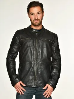 Mustang Leren Jassen Tussenjas Johannes Heren Zwart -Mustang Verkoop 34560e3cac9ba879125593432e7de3a6