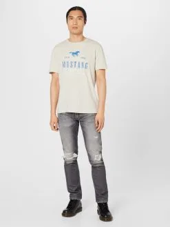 Mustang T-shirts Shirt Alex Heren Greige -Mustang Verkoop 493f4d785f1a4d19e5d76a35da2dfb76