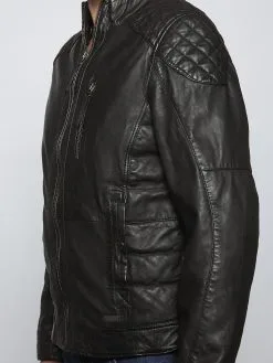 Mustang Leren Jassen Tussenjas Terence Heren Zwart -Mustang Verkoop 80374c46a9007bf02654798a1f9611a8