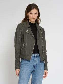 Mustang Leren Jassen Tussenjas Dames Grijs -Mustang Verkoop 82e645fc0d84fde800b97878434131c1