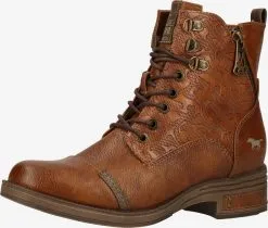 Mustang Enkellaarsjes Veterlaarsjes Dames Karamel / Donkerbruin
