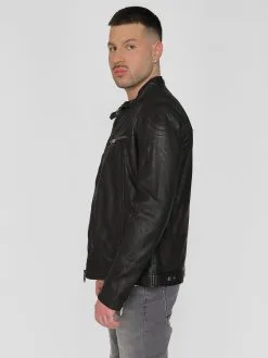 Mustang Leren Jassen Tussenjas 31021312 Heren Zwart -Mustang Verkoop 9a728ea49bdd9e542136639b0d1a1467