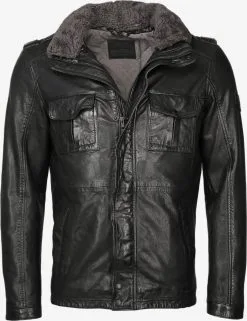 Mustang Leren Jassen Tussenjas Walker RF Heren Zwart