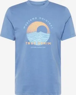 Mustang T-shirts Shirt Alex Heren Smoky Blue / Lichtblauw