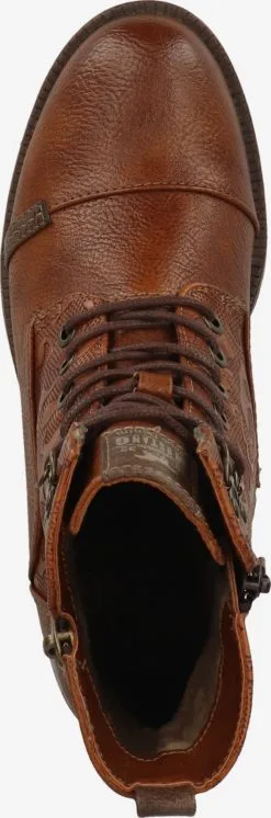 Mustang Enkellaarsjes Veterlaarsjes Dames Karamel / Donkerbruin -Mustang Verkoop c2456fa198cb7616cc5a543c487c40ad