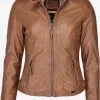 Mustang Leren Jassen Tussenjas Jeannette Dames Cognac -Mustang Verkoop d02374b5fcb2864a36b9db957eea02bd