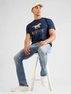 Mustang T-shirts Shirt ALEX Heren Nachtblauw -Mustang Verkoop e264e3f4d39ce9de6482883fea03e6c3