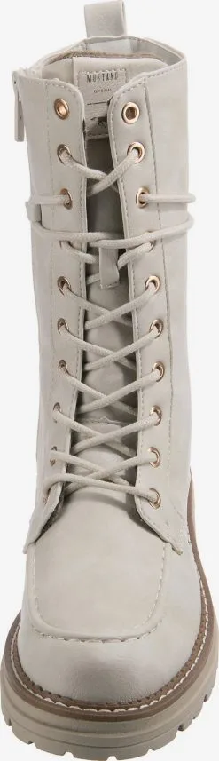 Mustang Enkellaarsjes Veterlaarsjes Dames Lichtbeige -Mustang Verkoop e35e73a404237fbd14d1dfb99620b16e