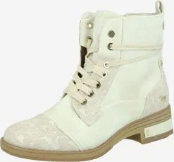 Mustang Enkellaarsjes Veterlaarsjes Dames Wit