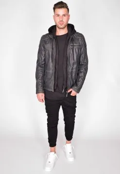 Mustang Leren Jassen Tussenjas Heren Grijs -Mustang Verkoop fc5176559808f8c522e87e80a224f33d