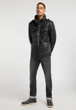 Mustang Leren Jassen Tussenjas Walker FF Heren Zwart -Mustang Verkoop ffc8b753b90ac60e1659a14258201013